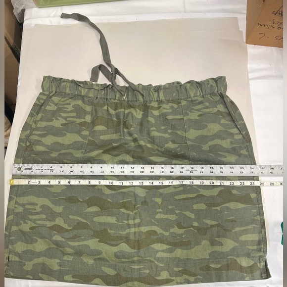 Caslon Green Camo Mini Drawstring Paper bag Linen Blend Skirt Womens XL - Picture 11 of 11